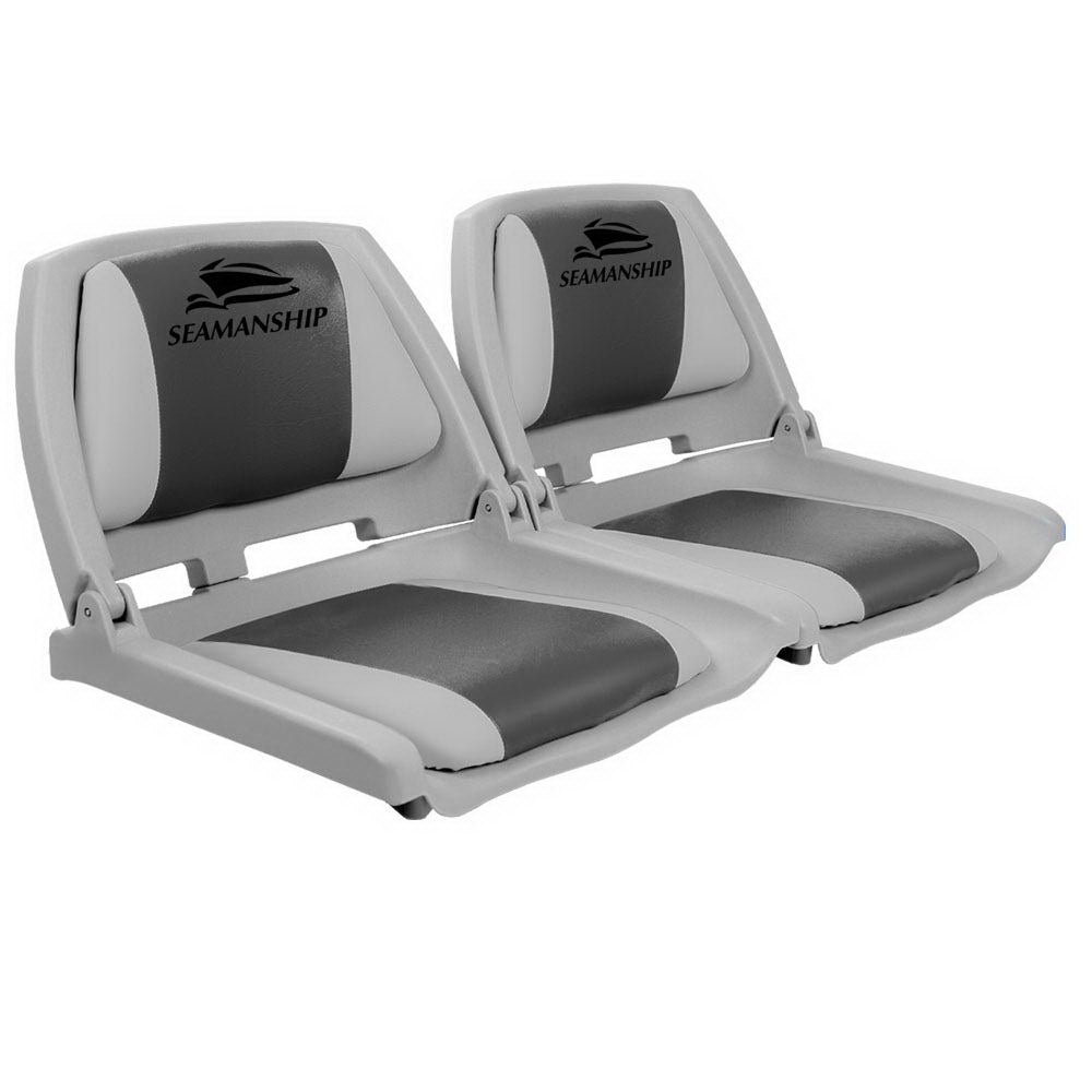 Folding Swivel Boat Seats Grey & Charcoal - 2pk