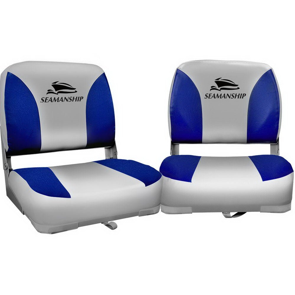 Folding Swivel Boat Seats Grey & Blue – 2pk