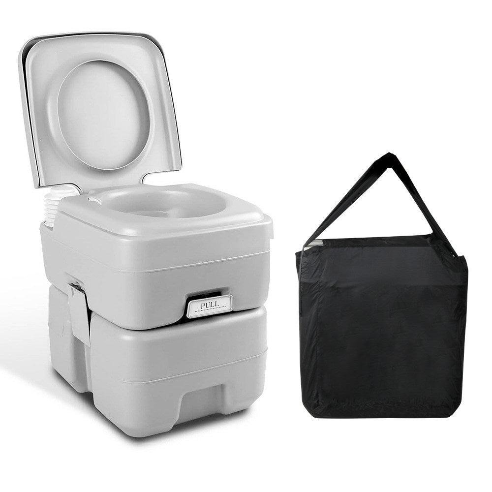 Portable Camping Toilet 20L with Carry Bag – Grey