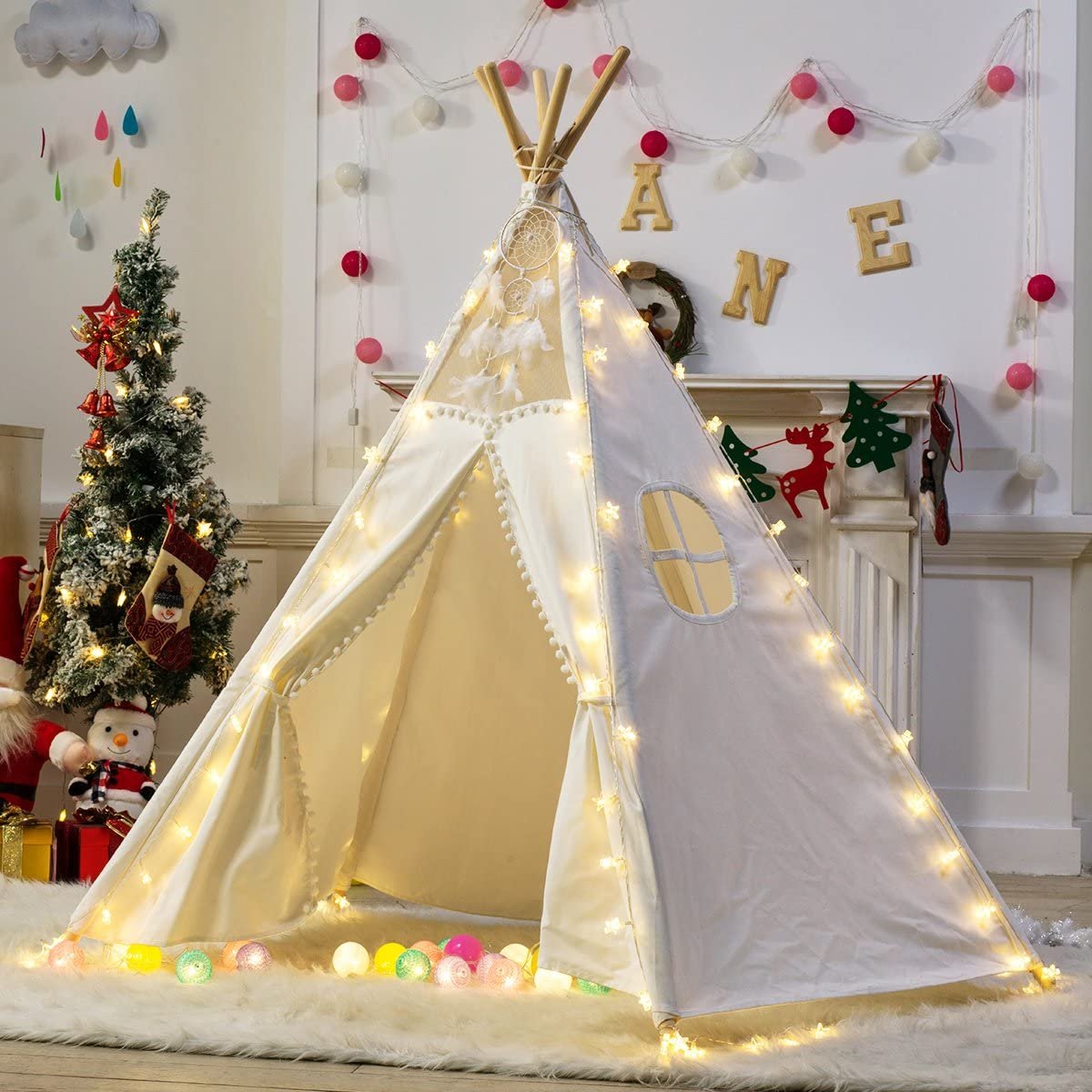 Kids Natural Canvas Teepee Tent – 5 Pole