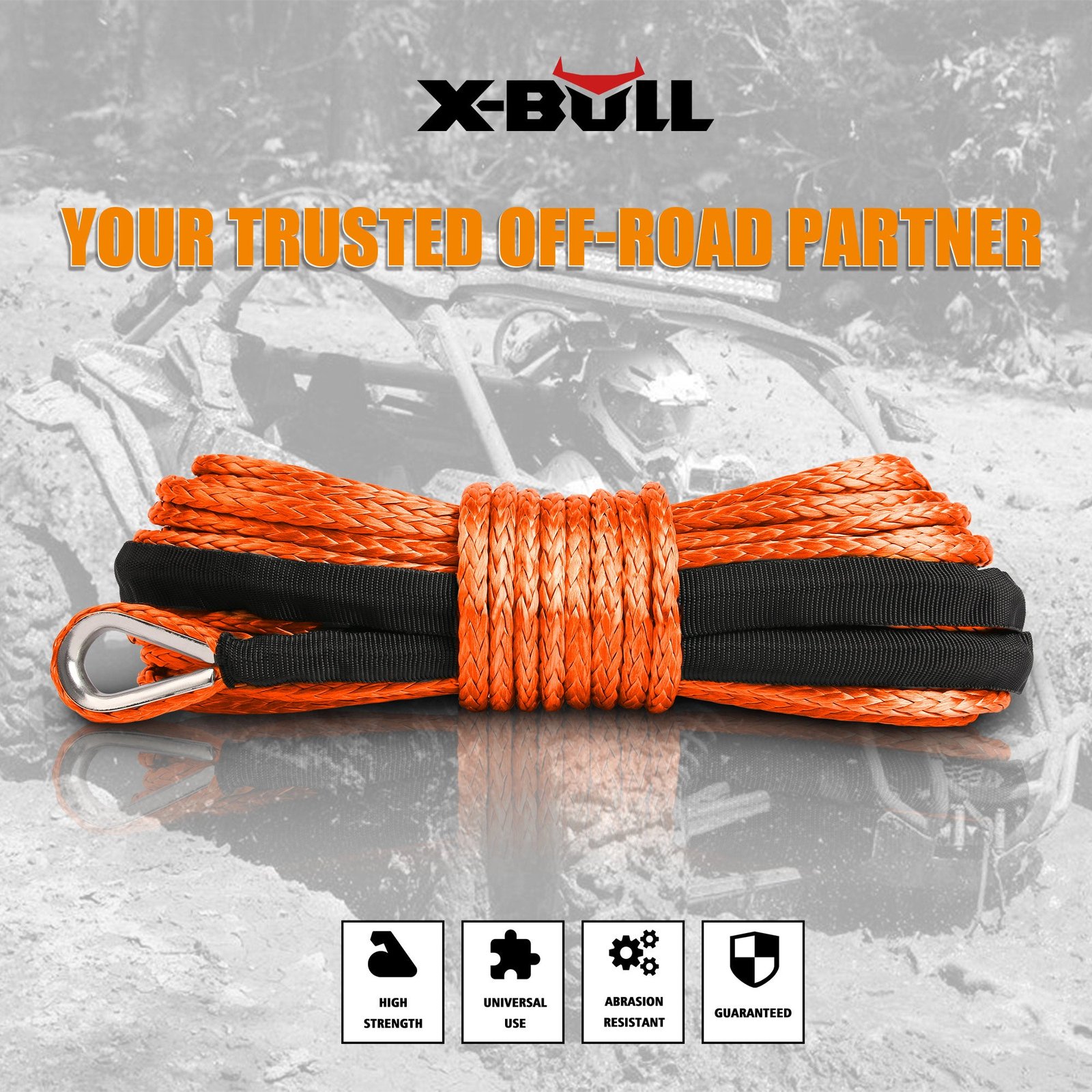X-BULL Synthetic Winch Rope 5.5mm x 13m