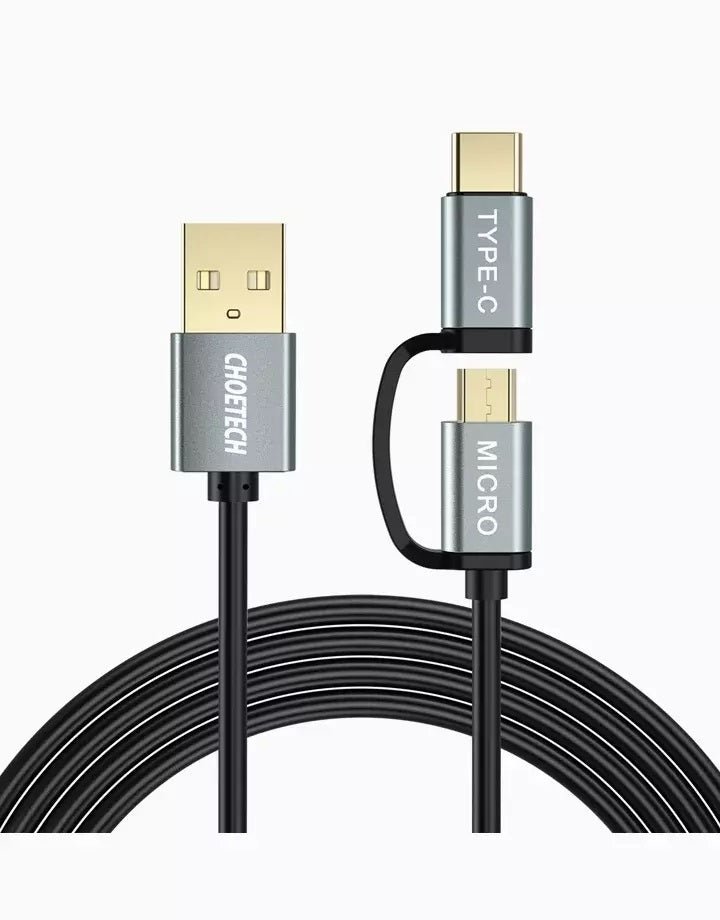 CHOETECH 2-in-1 USB-C & Micro USB Cable 1.2m