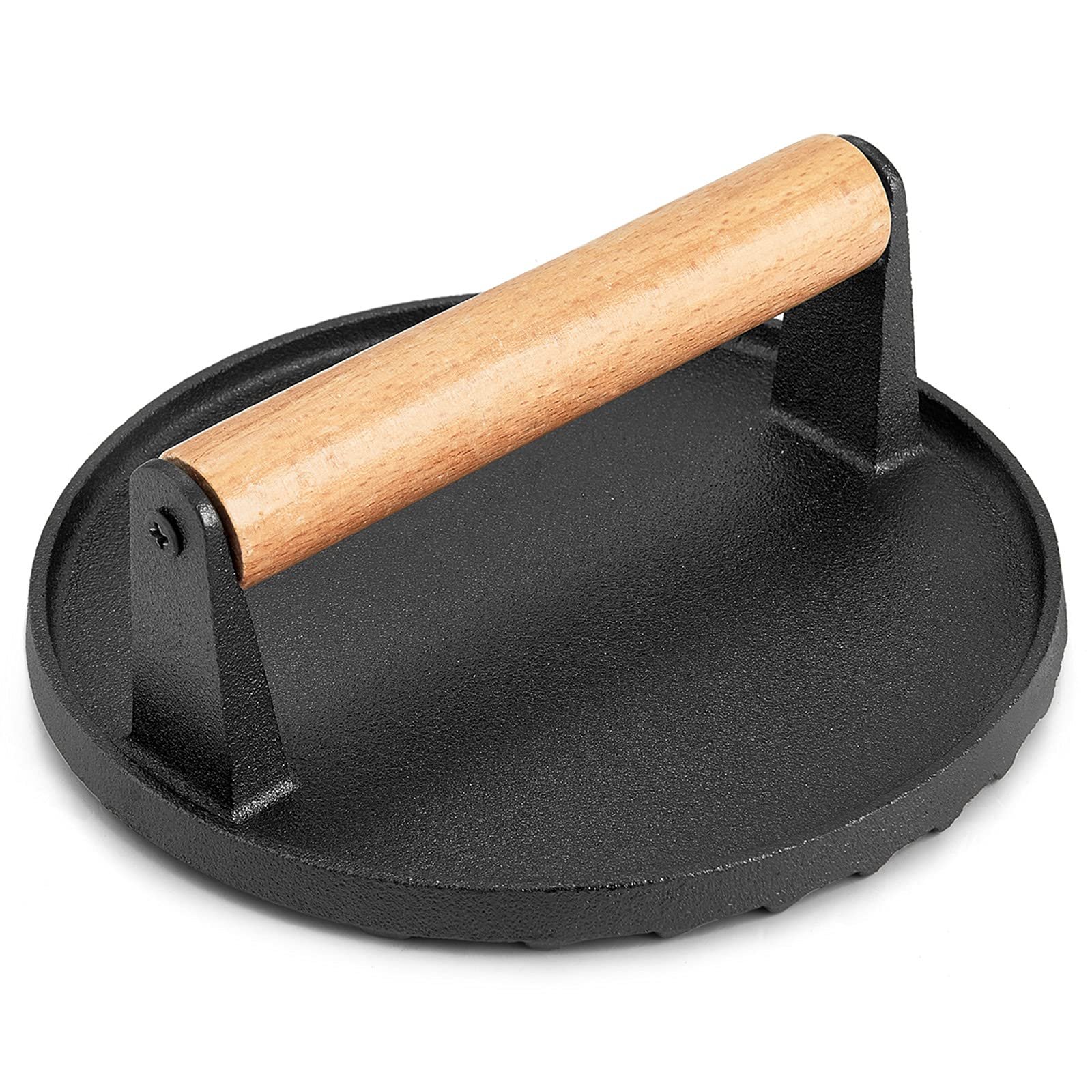 Cast Iron Grill Press – Pre-Seasoned Burger & Steak Griddle Press