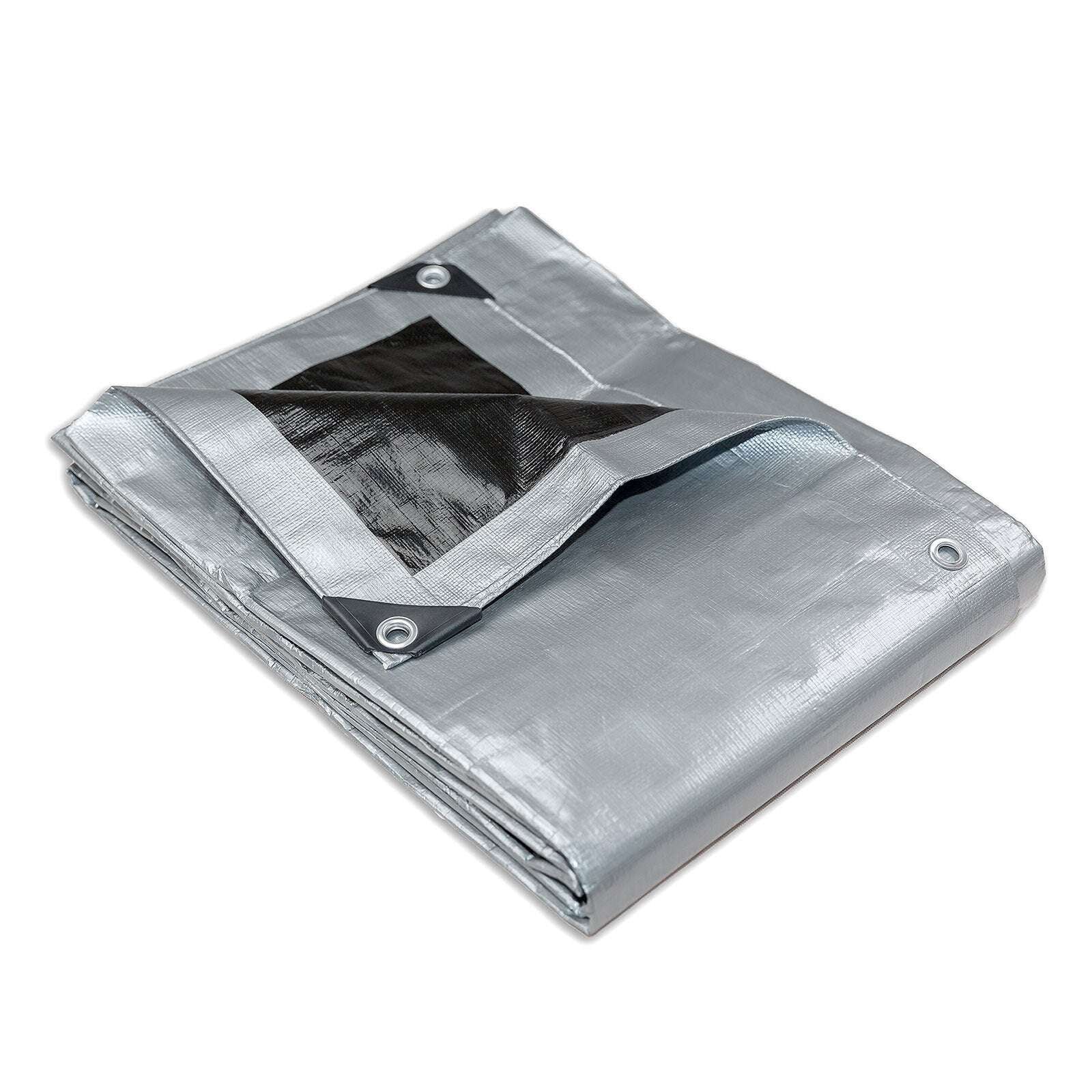 Heavy Duty Silver/Black Tarpaulin 3.6 x 6.1m