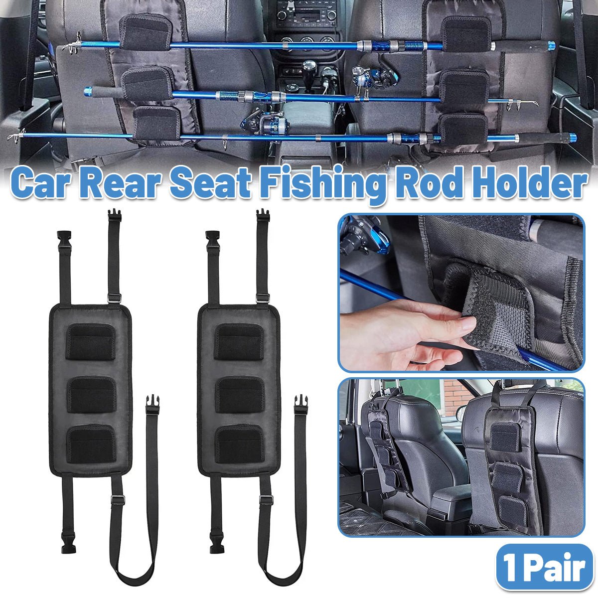 Car Fishing Rod Holder – Rear Seat Rack (2-Pack)