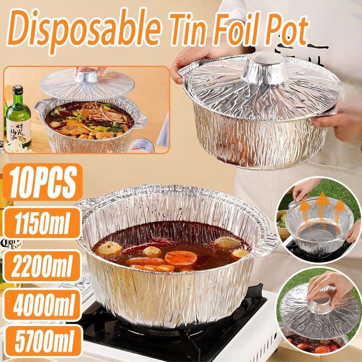 10-Pack Aluminium Foil Pots – 4000ml Camping