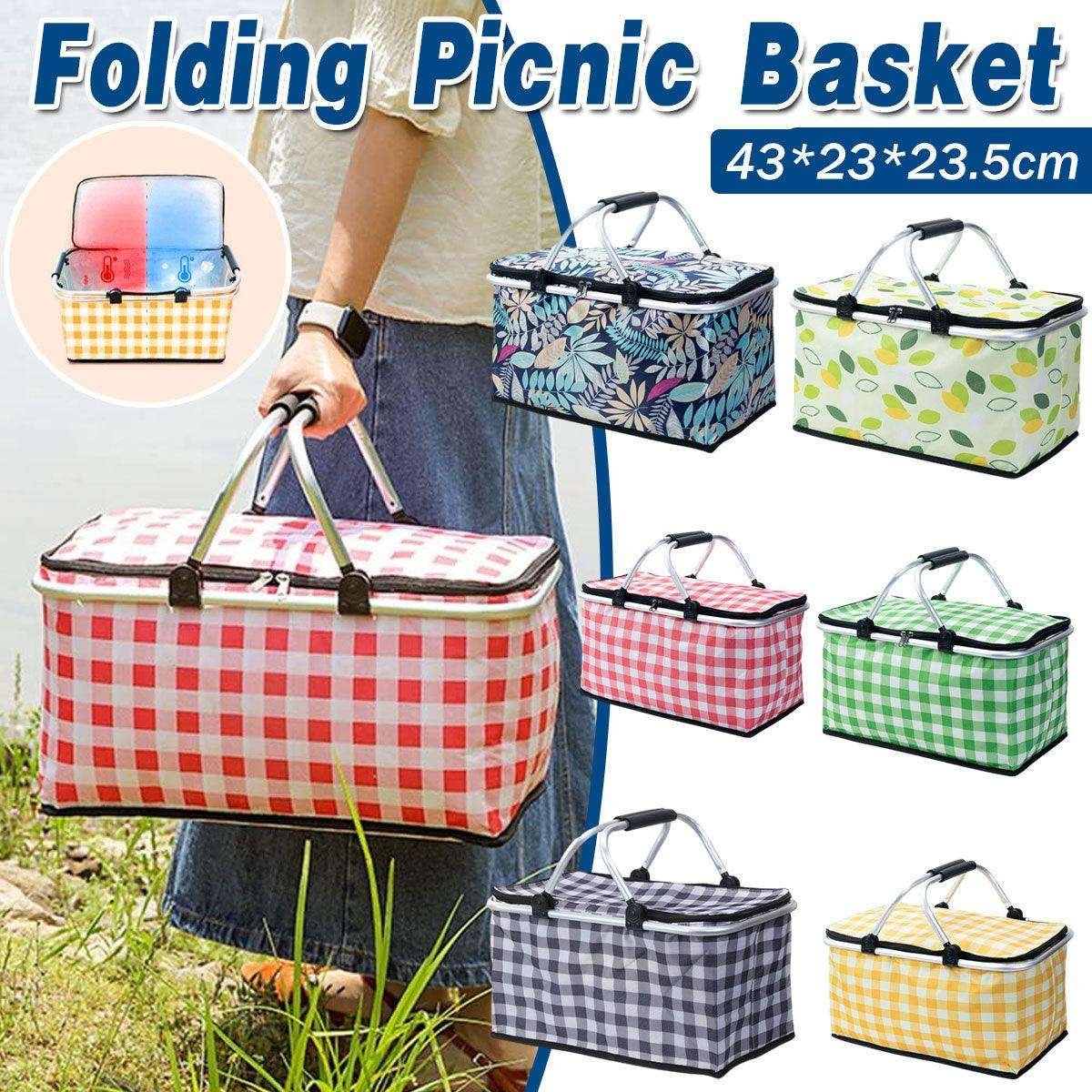 Foldable Insulated Picnic Basket - Navy