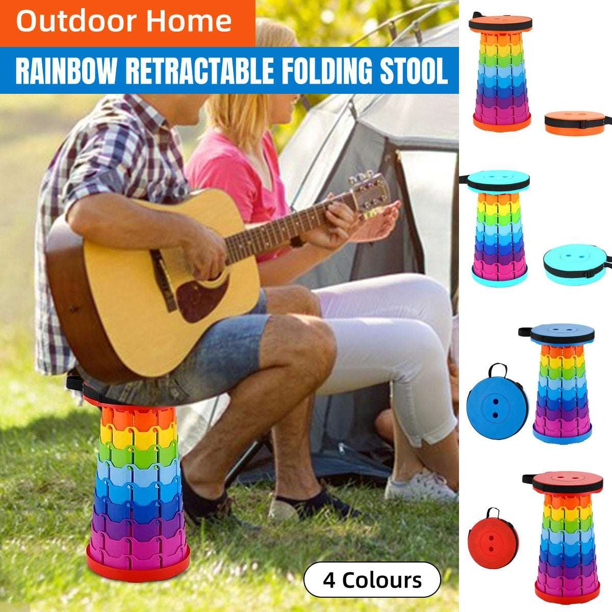 Rainbow Telescopic Folding Stool – Orange