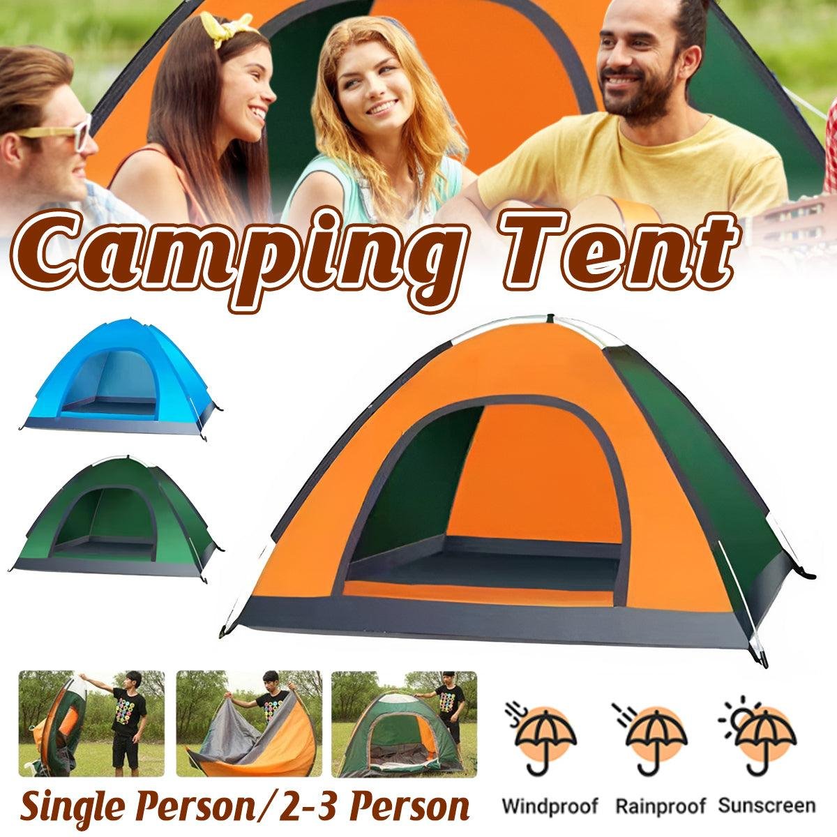 2-3 Person Quick-Setup Camping Tent – Orange