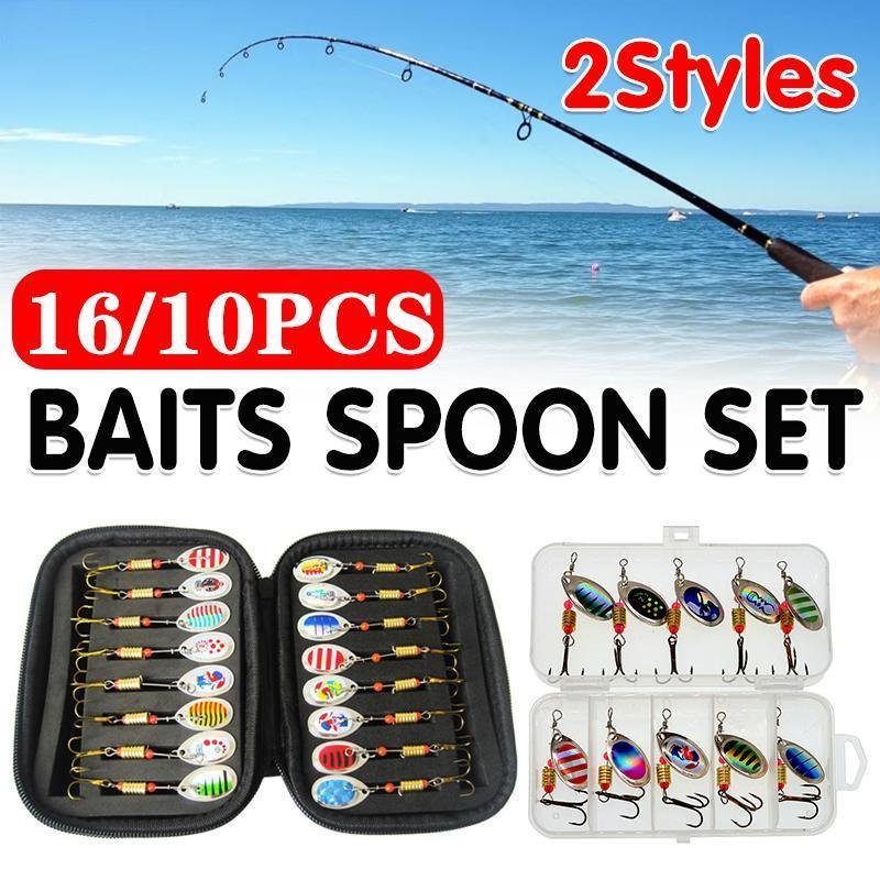 16-Piece Fishing Lure Spinner & Spoon Set with Case