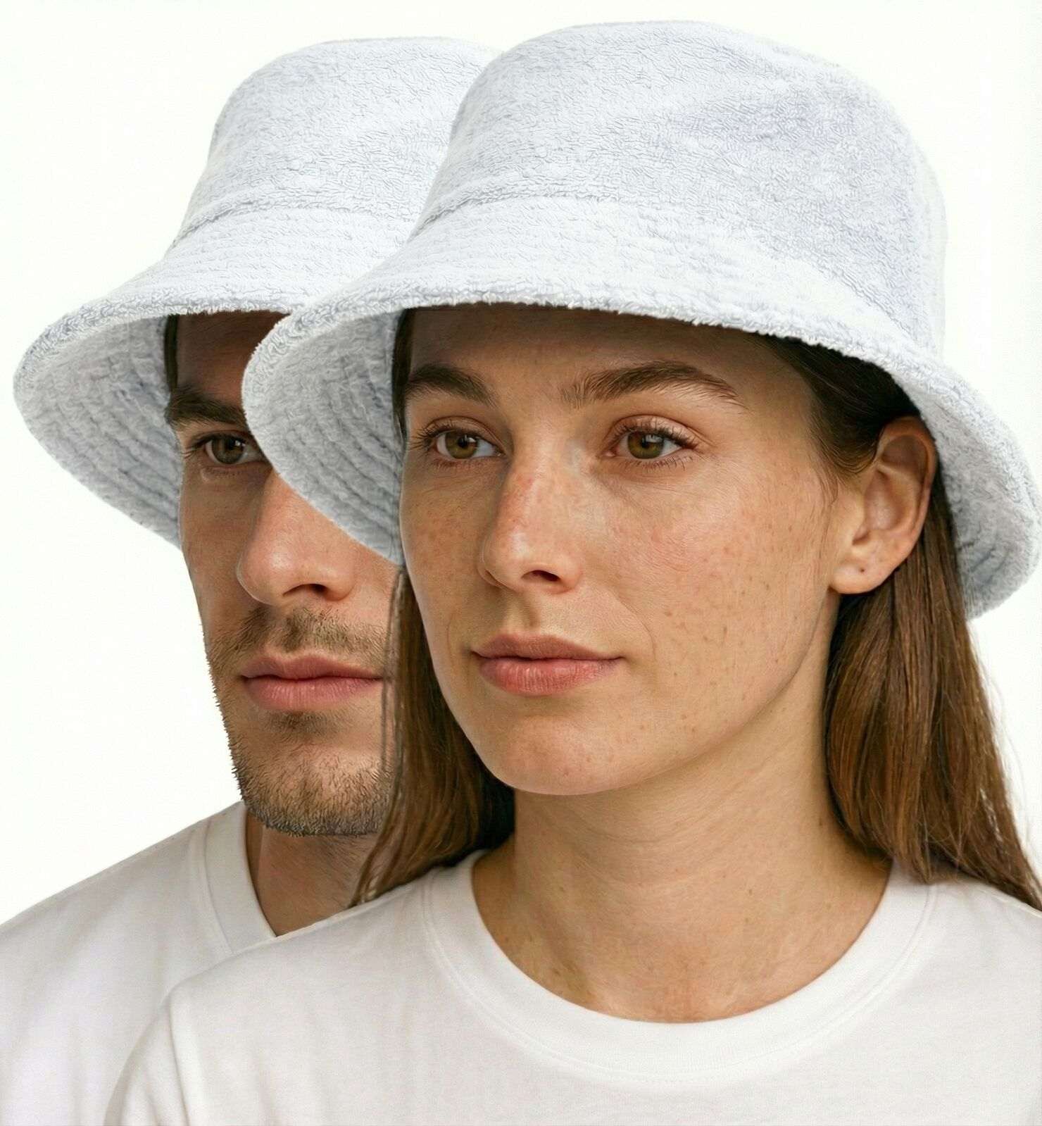 Terry Towelling Bucket Hat – White L/XL