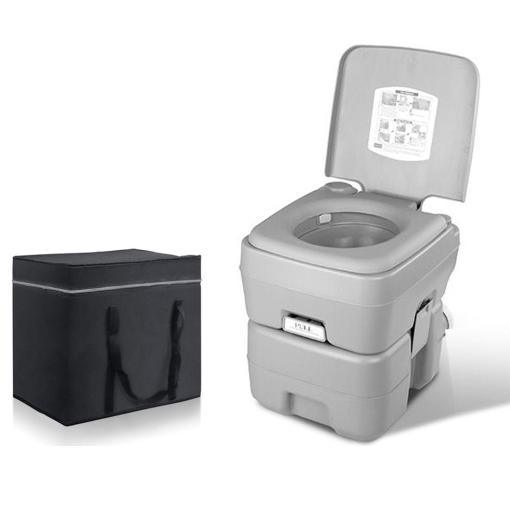 Portable Camping Toilet 20L with Carry Bag - Grey