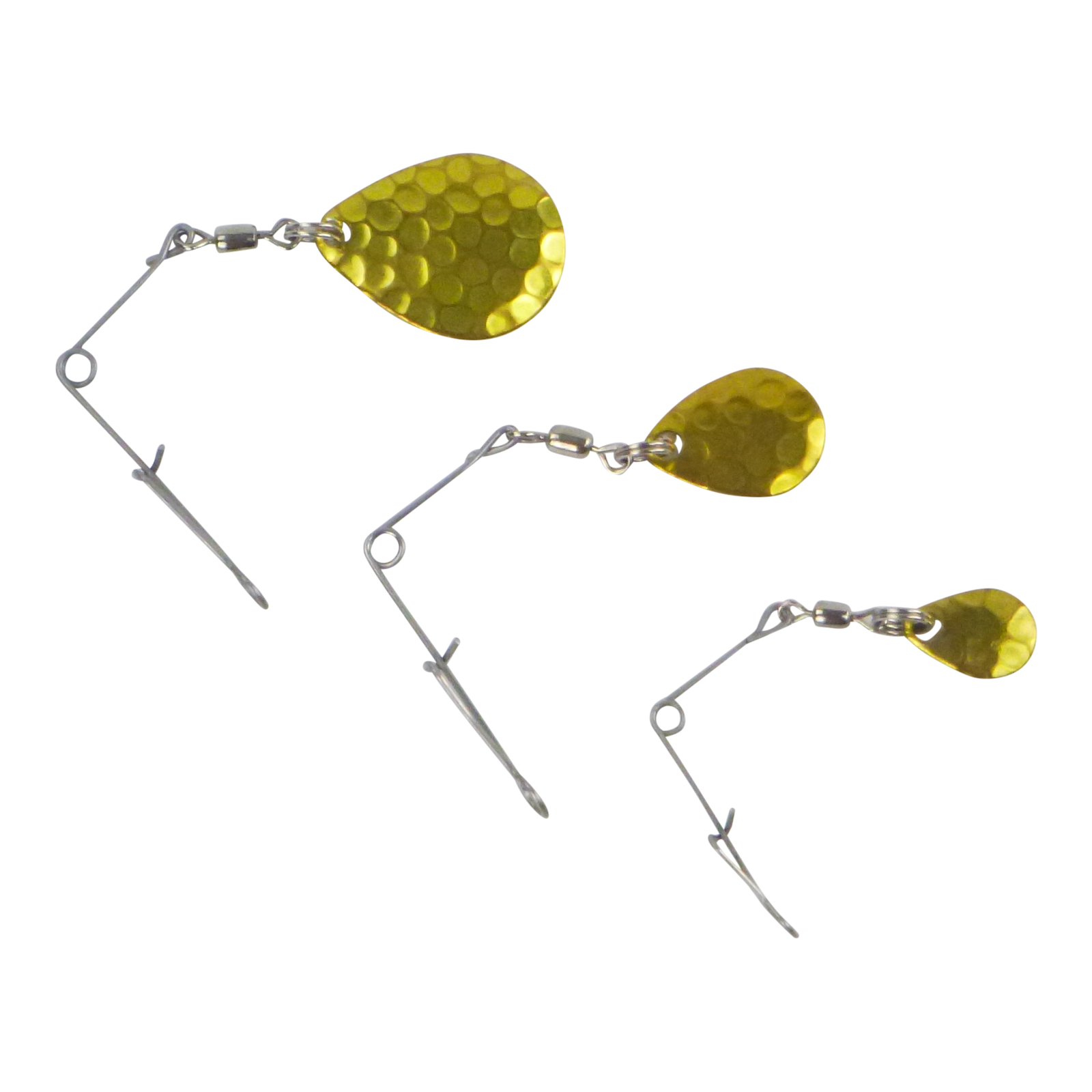 Large Hammered Brass Jig Spinners 5 Pack - Swimerz