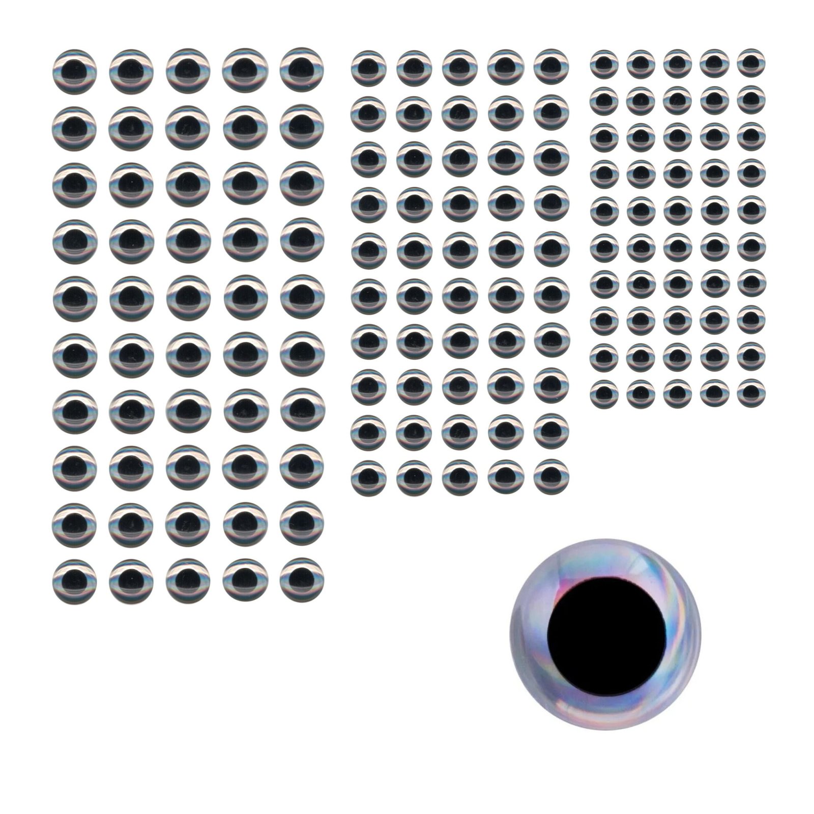 Artizan 3D Lure Eyes Silver/Black – 150pk Mixed Sizes