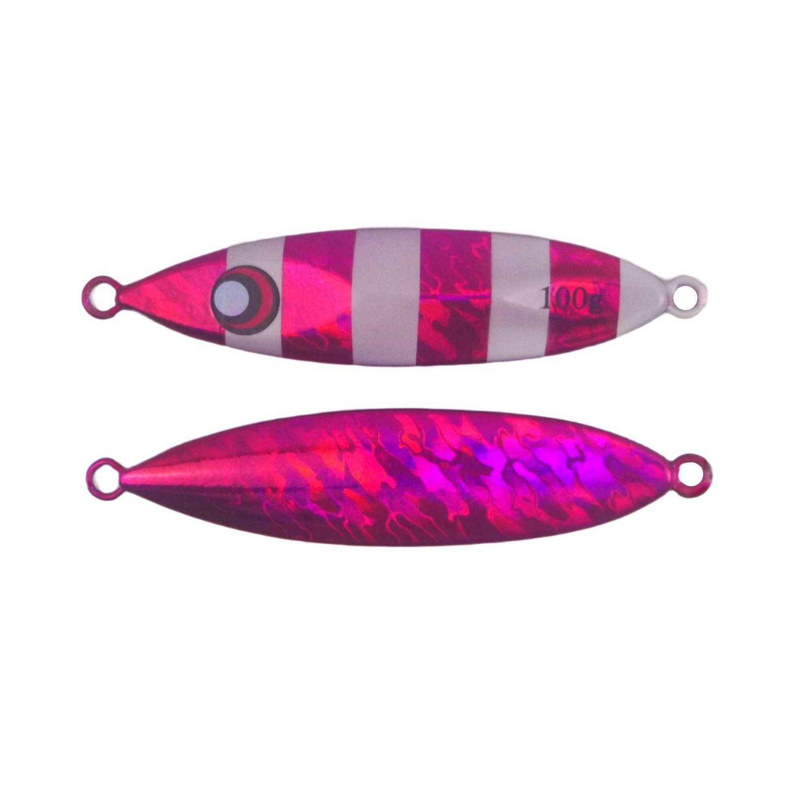 100g Slow Pitch Flutter Jig Hot Pink Stripe 2 Pack - Finesse