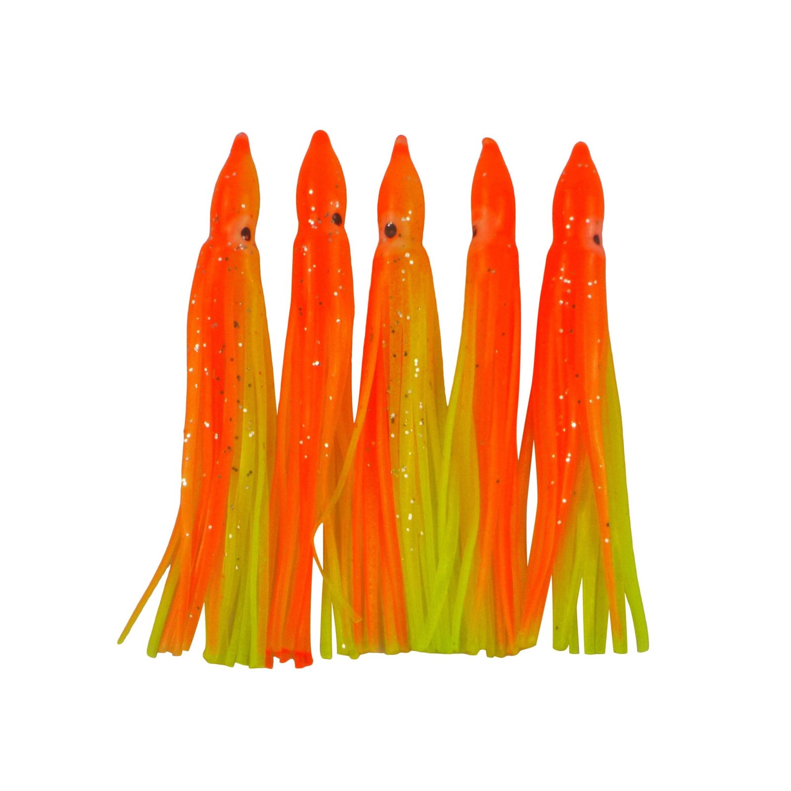 100mm Octopus Skirts Orange Fire 5 Pack - Swimerz