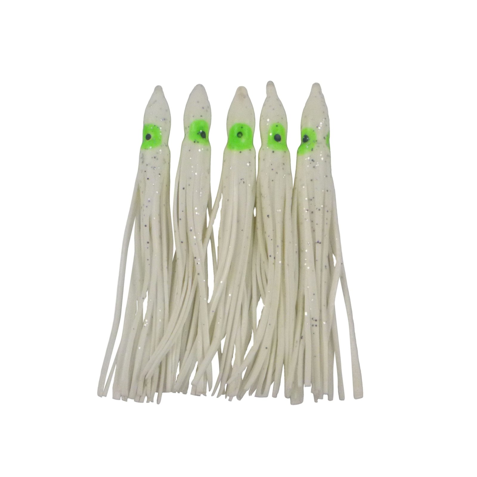 100mm Octopus Skirts White Fleck 5 Pack - Swimerz